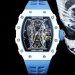 RICHARD MILLE RM53-01  White TPT Quartz Fiber Sky Blue Rubber Strap
